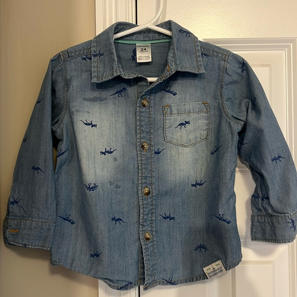 Toddler boy’s button down chambray shirt